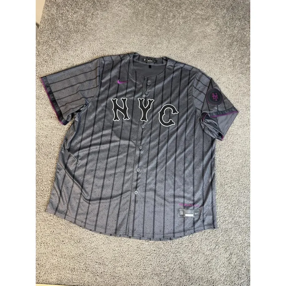 New York Mets Jersey Mens 2XL Gray MLB Baseball Nike Pete Alonso City Connect